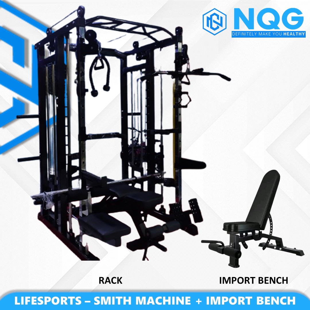 NQG – New Alat Olahraga Fitness Homegym Smith Machine Multi Magnus X5 Cable Crossover Black