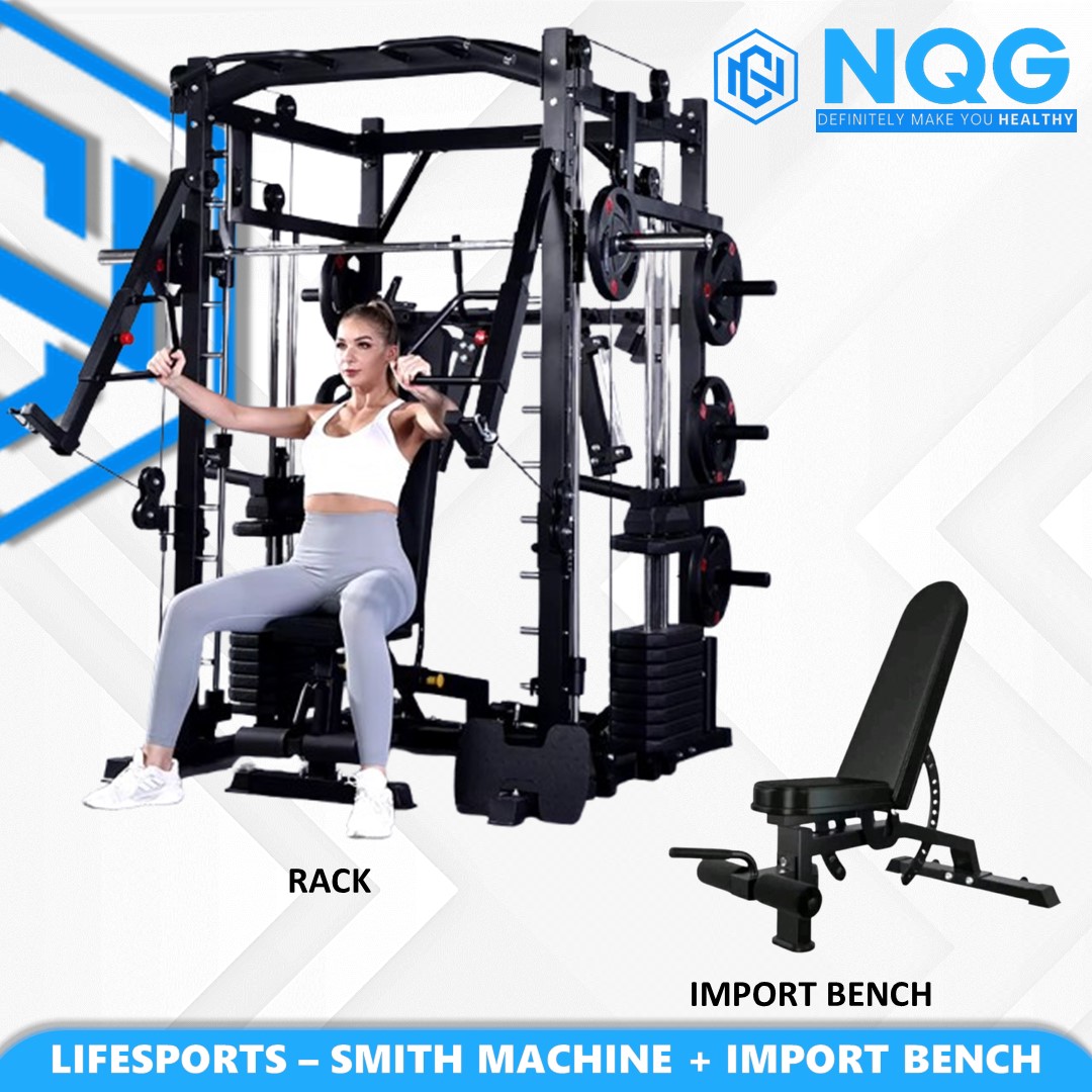 NQG – New Alat Olahraga Fitness Gym All In One Smith Machine Usafit UF019 Power Rack