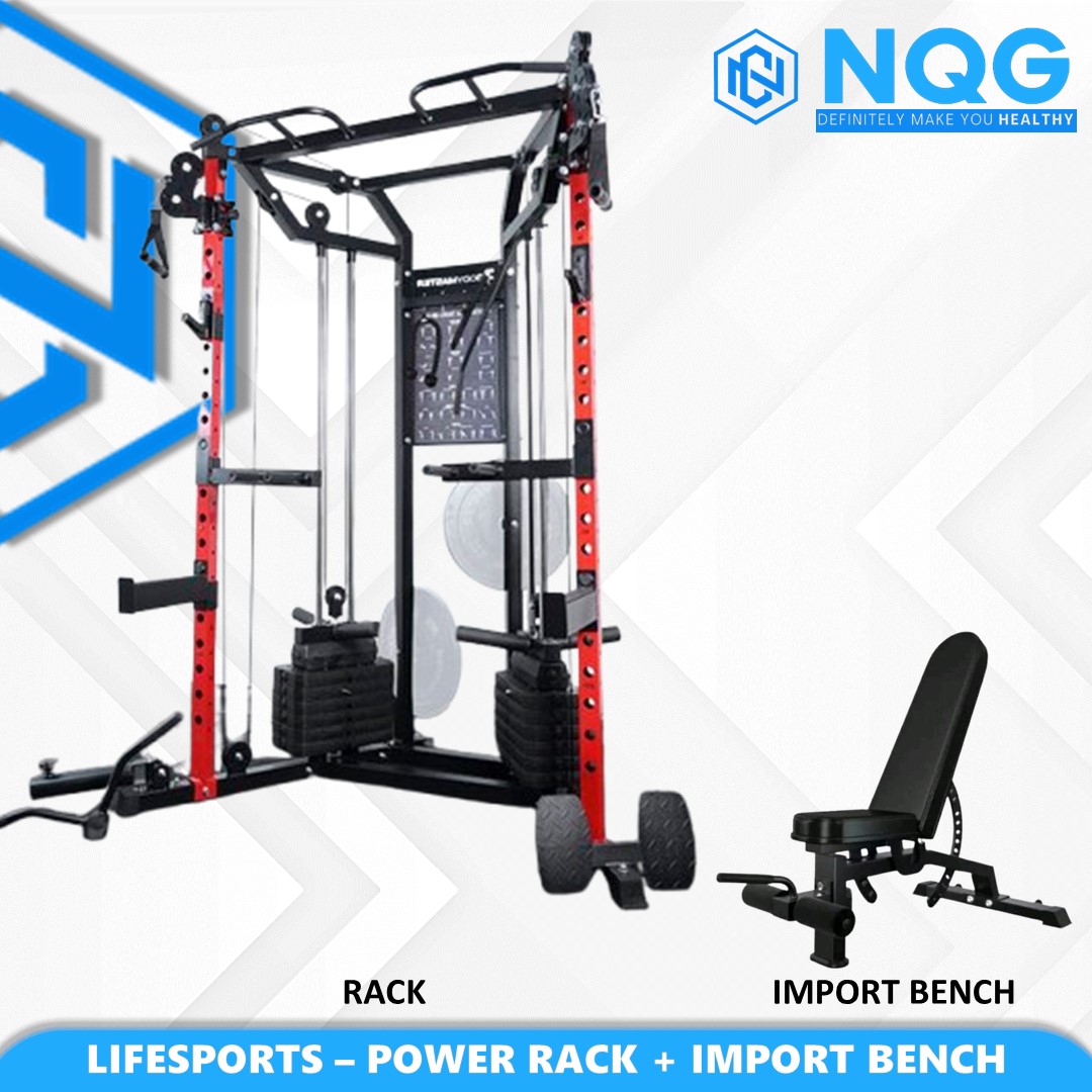 NQG – New Alat Olahraga Fitness Gym Functional Trainer Power Squat Rack BM 5009 Dual Cable Crossover