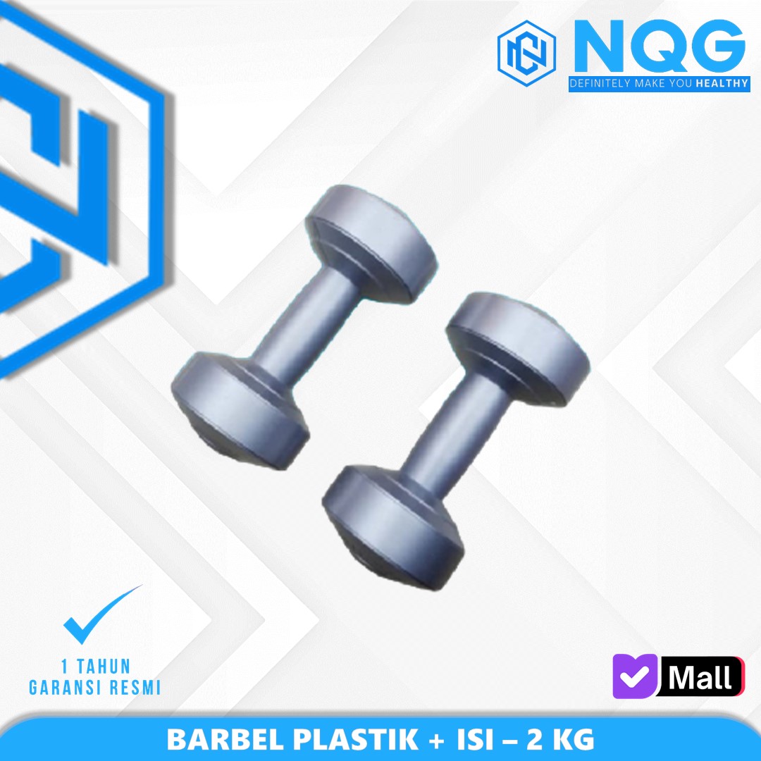 NQG – New Alat Olahraga Fitness Sport Gym Barbel Dumbbell Dumbel Plastik 2 Kg + Isi Silver