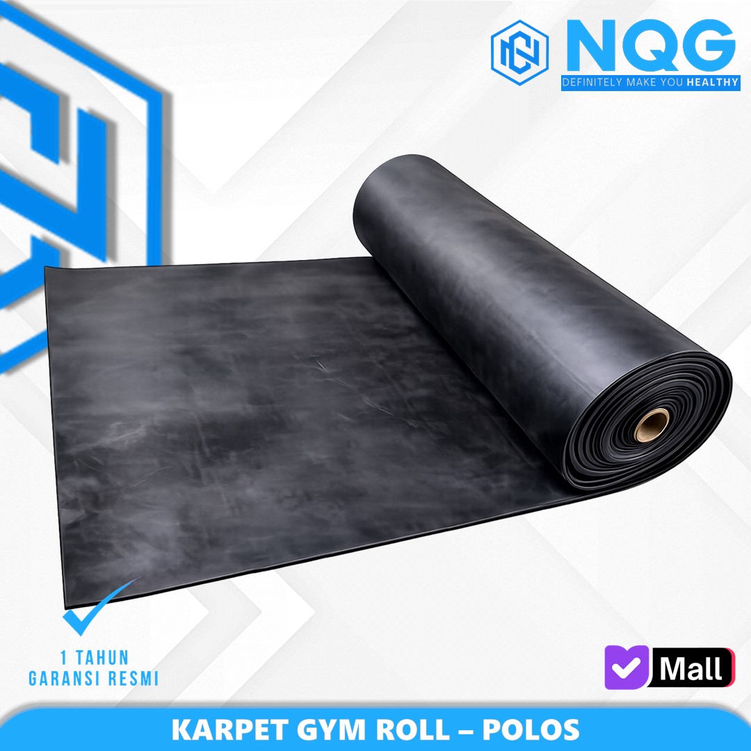 NQG – New Alat Olahraga Fitness Gym Karpet Rubber Flooring Gym Mat Karet Polos Black Roll